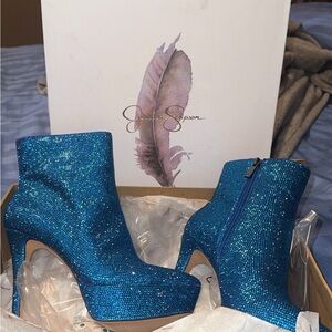 Jessica Simpson Blue Sparkle Ankle Booties